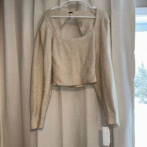Free People Cream Knit Top
